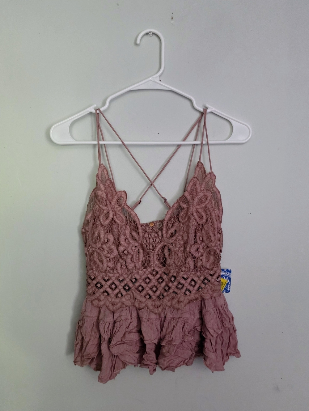 NWT Free People Mauve Floral Lace Crop Cami